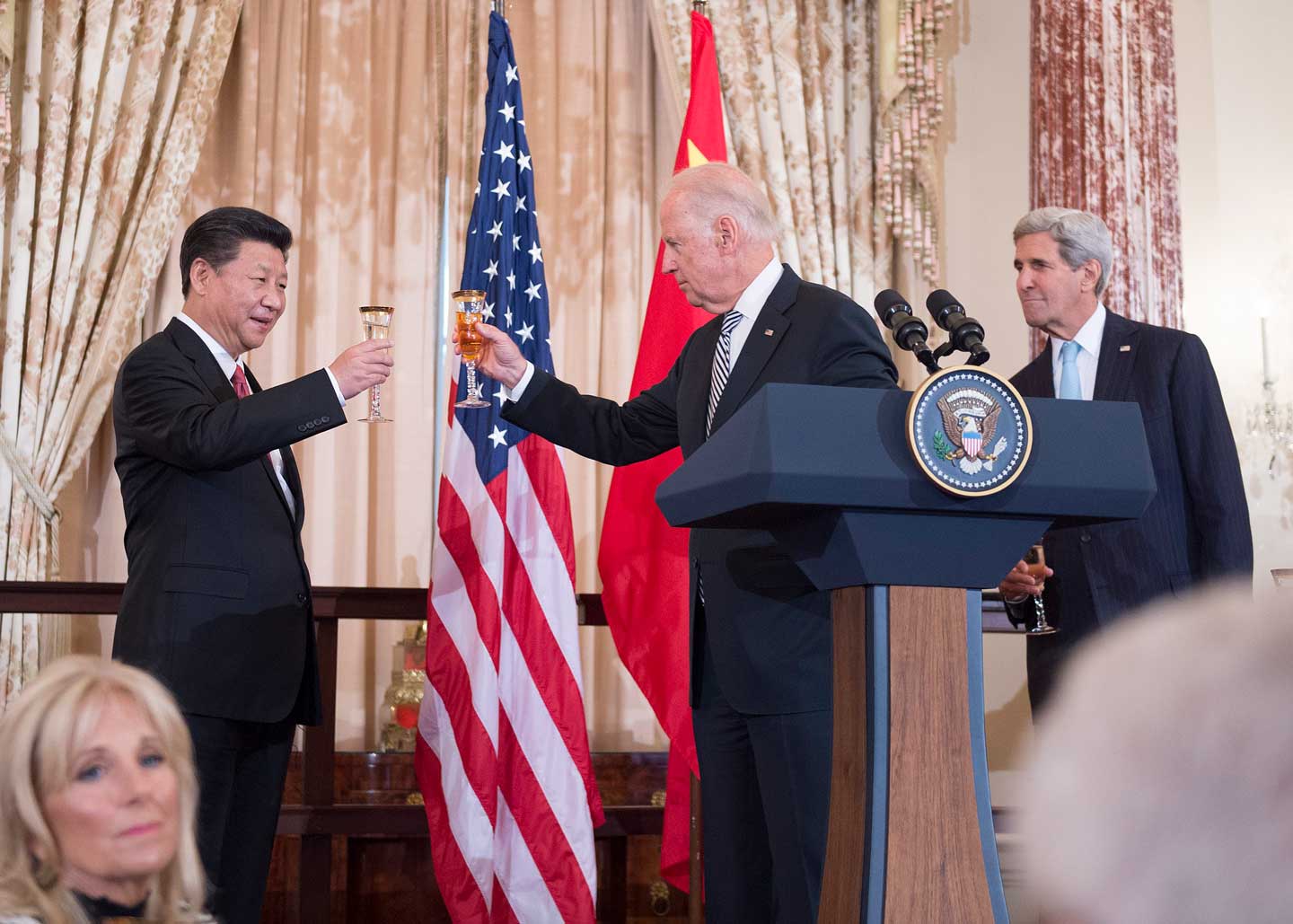 Vice President Biden Raises a Toast in Honor of Chinese President Xi at a State Luncheon at the State Department