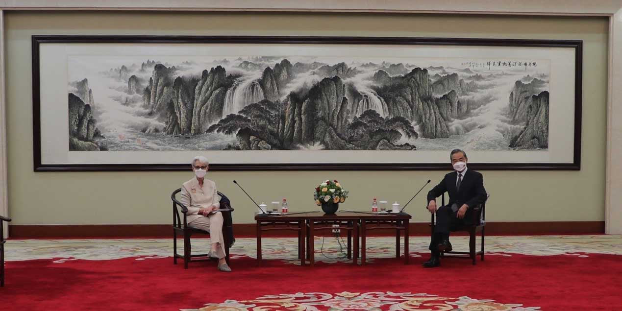 Chinese Foreign Minister Wang Yi with U.S. Deputy Secretary of State Wendy Sherman