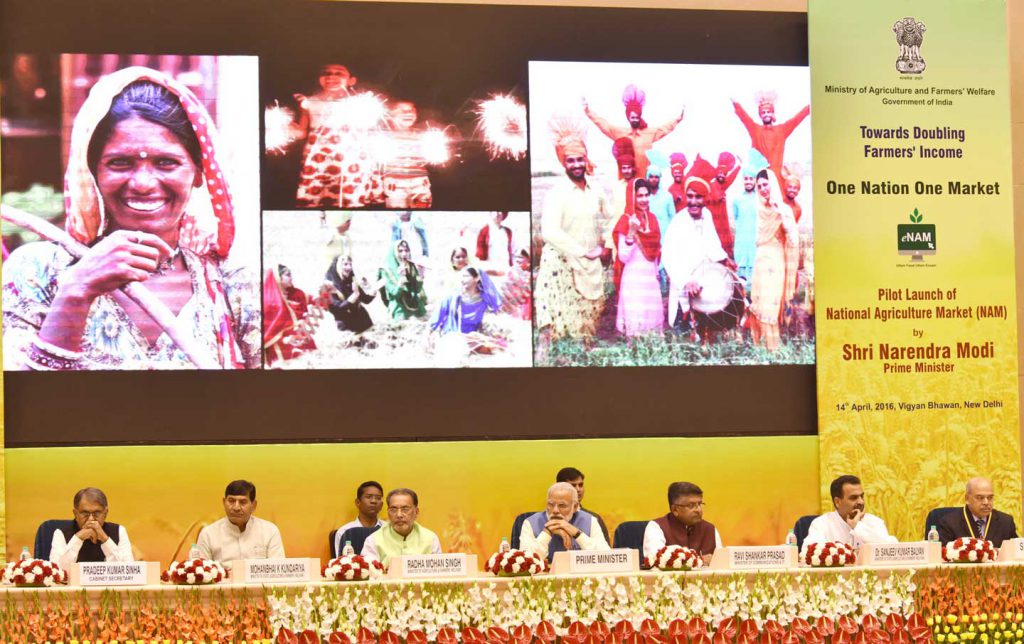 The Prime Minister, Shri Narendra Modi at the launching ceremony of e-NAM - the e-trading platform for the National Agriculture Market, in New Delhi