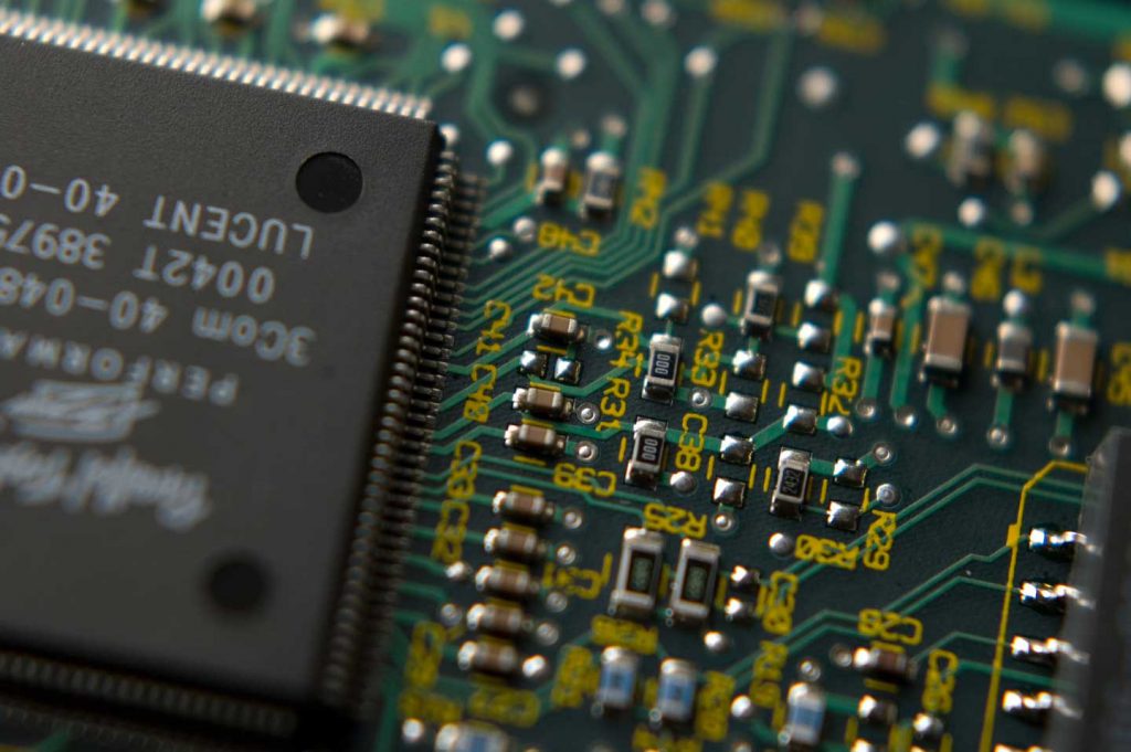 A closeup of a semiconductor ship