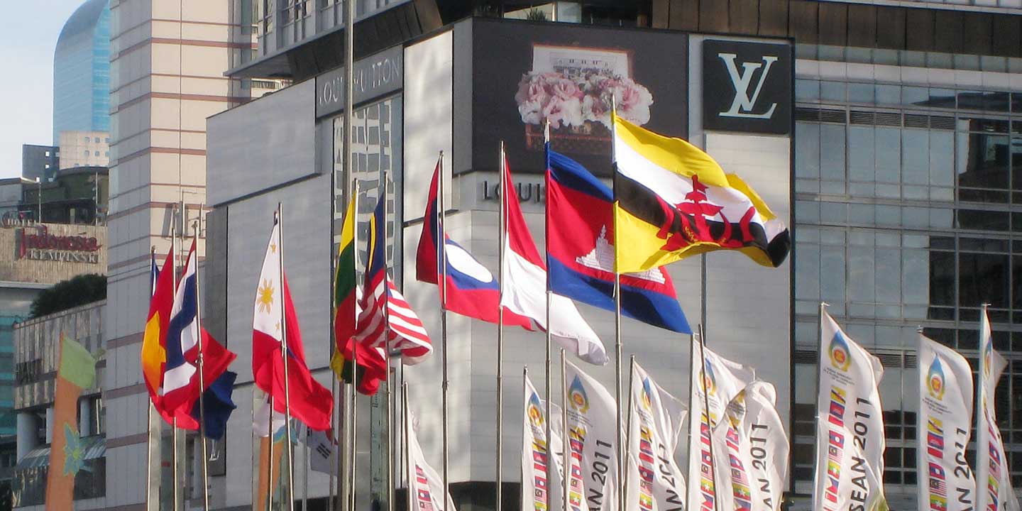 ASEAN Nations Flags in Jakarta